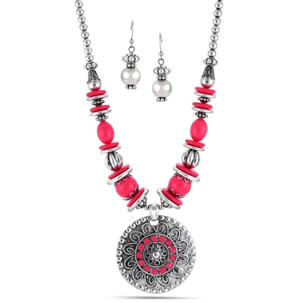 Bella Pink Beaded Necklace Set